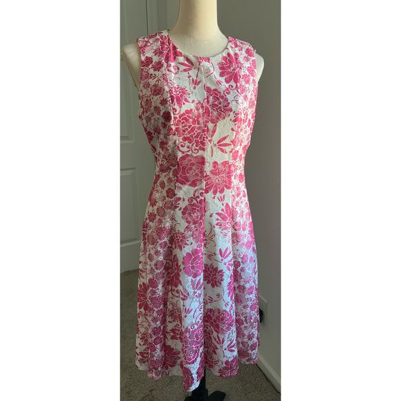 Danny and Nicole Womens Lace Pink and Cream Floral Dress Size 10 - Picture 2 of 10